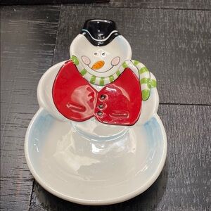 Vintage Cracker Barrel Snowman Spoon Rest!